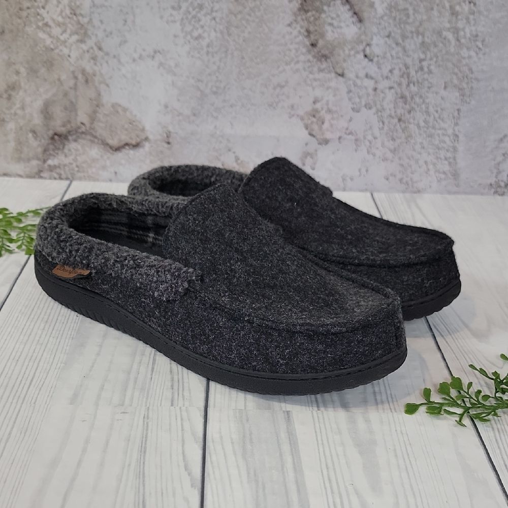 Dearfoams Memory Foam Clog Slippers Charcoal Grey Mens Size XL